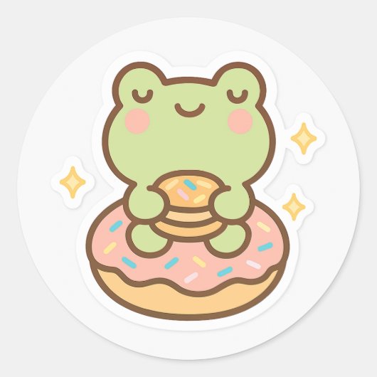 Kawaii Frog with Donut Sticker (Devant)
