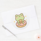 Kawaii Frog with Donut Sticker (Enveloppe)