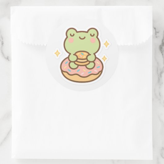 Kawaii Frog with Donut Sticker (Sac)