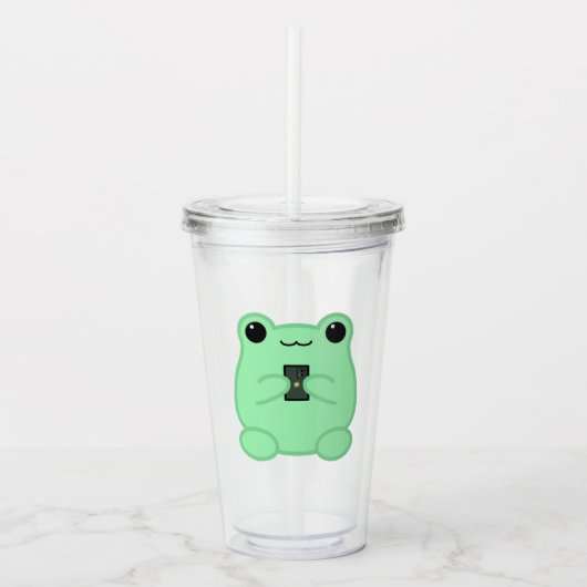 Kawaii Frog With Kiwi Smartphone Acryl Drinkbeker (Voorkant)