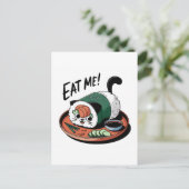 Kawaii Funny Cat Shaped Sushi Roll Briefkaart (Staand voorkant)