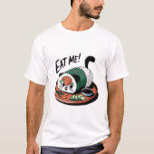 Kawaii Funny Cat Shaped Sushi Roll T-shirt (Voorkant)
