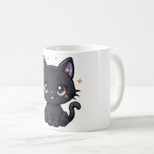 Kawaii Galaxy Chat Noir Mug Cute Kitty Céleste (Devant droit)