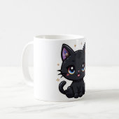 Kawaii Galaxy Chat Noir Mug Cute Kitty Céleste (Devant gauche)