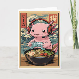 Kawaii Gamer Axolotl Ramen Schattige Japanse Gamen Kaart