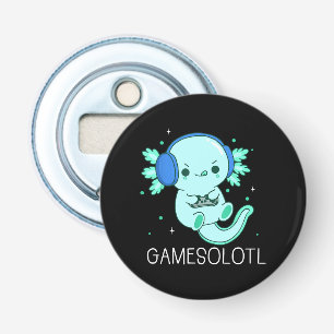 Kawaii Gamesolotl Axolotl Gamer Button Flesopener