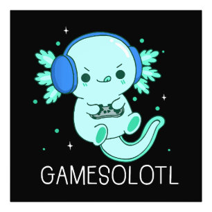 Kawaii Gamesolotl Axolotl Gamer Foto Afdruk