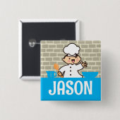 Kawaii garçon chef enfants cuisine nom badge (Devant & derrière)