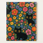 Kawaii Garden Art | Cute Black Cat Floral Pattern (Dos)
