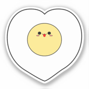 Kawaii Gebakken Ei Vinyl Sticker Hart Vorm
