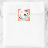 Kawaii geest 02 vierkante sticker (Tas)