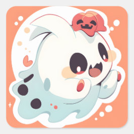 Kawaii geest 02 vierkante sticker