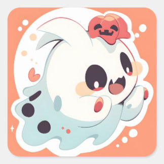 Kawaii geest 02 vierkante sticker