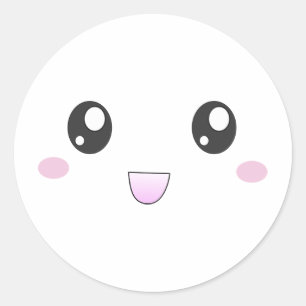 Kawaii gelukkig gezicht ronde sticker