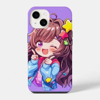 Kawaii Gelukkig Loli Ster Meisje iPhone 14 Hoesje