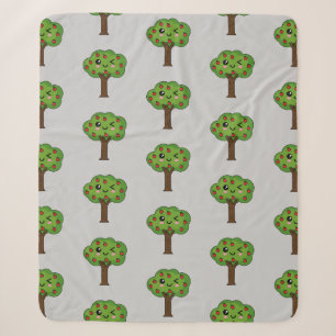 Kawaii Gelukkige Knipogende Appelboom Sherpa Deken
