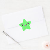 Kawaii Gezicht Groene Ster Sticker (Envelop)