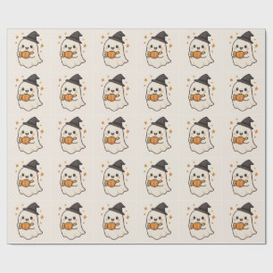 Kawaii Ghost beroemd gemaakt door Halloween Snoep Cadeaupapier