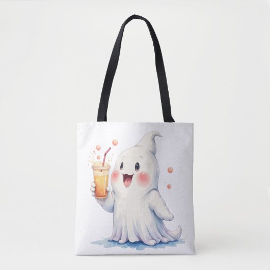 Kawaii Ghost Boire Sac fourre-tout Soda (Devant)
