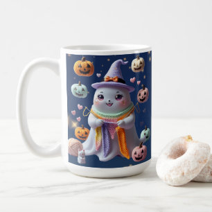 Kawaii Ghost Breien Mok - Schattigee Halloween Gif