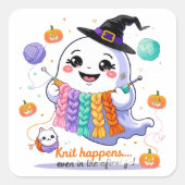 Kawaii Ghost Breien Sticker - Schattigee Halloween (Voorkant)