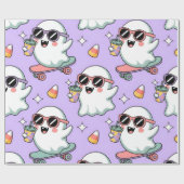 Kawaii Ghost Bubble Tea Pattern – Schattigee paste Cadeaupapier (Vlak)