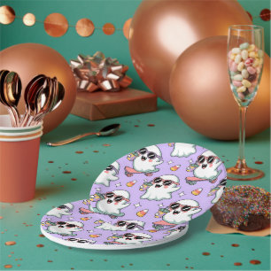 Kawaii Ghost Bubble Tea Pattern – Schattigee paste Papieren Bordje