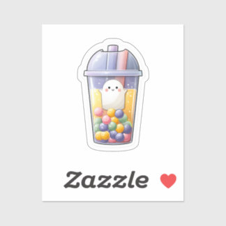 Kawaii Ghost Bubble Tea Sticker - Schattigee klein