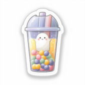 Kawaii Ghost Bubble Tea Sticker - Schattigee klein (Voorkant)