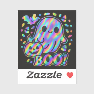 Kawaii Ghost Halloween Sticker met pompoen en vlee