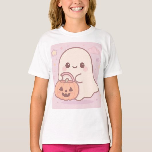 Kawaii Ghost Halloween T-shirt (Voorkant)