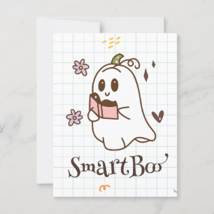 Kawaii Ghost Het lezen van een boek, leuke spookac Briefkaart
