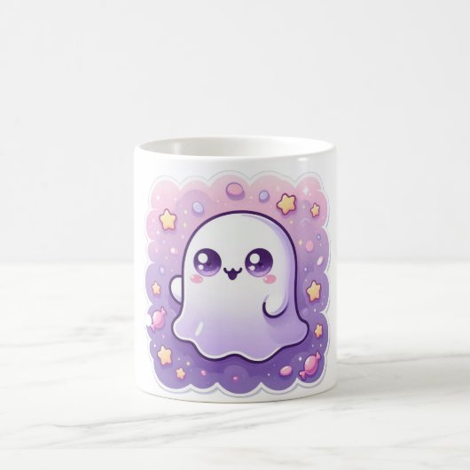 Kawaii Ghost Mok Schattige Pastel Halloween Koffie (Center)