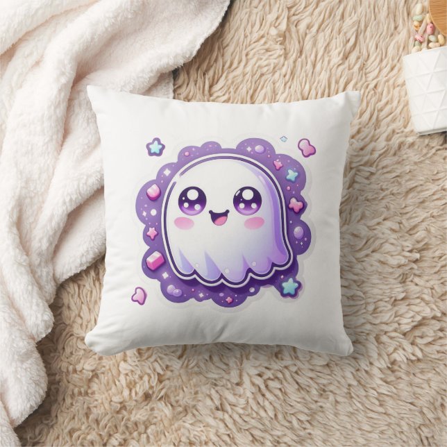 Kawaii Ghost Sierkussen - Schattigee pastel Hallow (Deken)