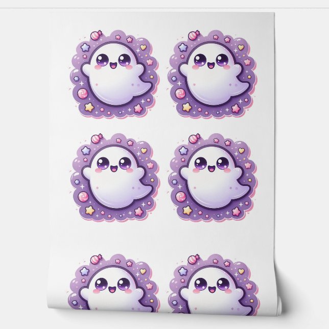 Kawaii Ghost Wallpaper Schattige Pastel Halloween  Behang (Afrollen)