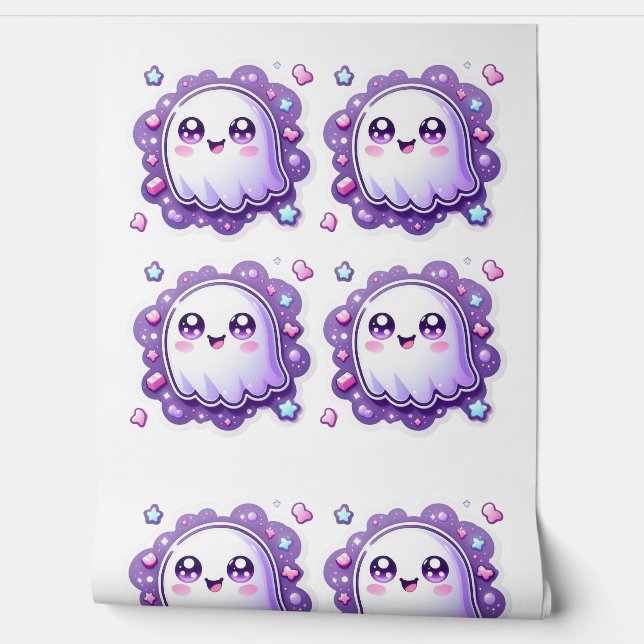 Kawaii Ghost Wallpaper Schattige Pastel Halloween  Behang (Afrollen)
