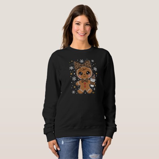 kawaii gingerbread leopard christmas trui (Voorkant volledig)
