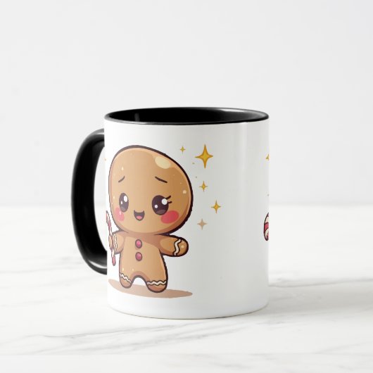 Kawaii Gingerbread Man Cute Christmas Coffee Mug (Devant gauche)