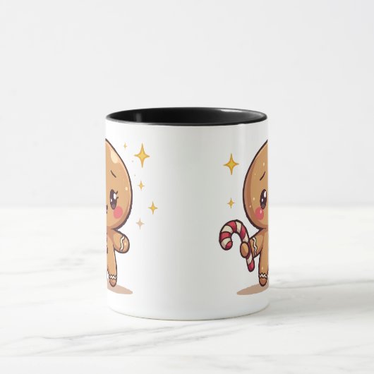 Kawaii Gingerbread Man Cute Christmas Coffee Mug Mok (Midden)