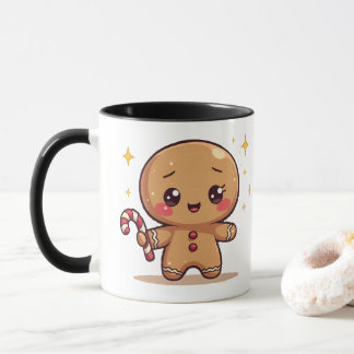 Kawaii Gingerbread Man Cute Christmas Coffee Mug Mok