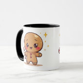 Kawaii Gingerbread Man Cute Christmas Coffee Mug Mok (Voorkant links)