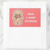 Kawaii Gingerbread Man Kerstmis Rechthoekige Sticker (Tas)