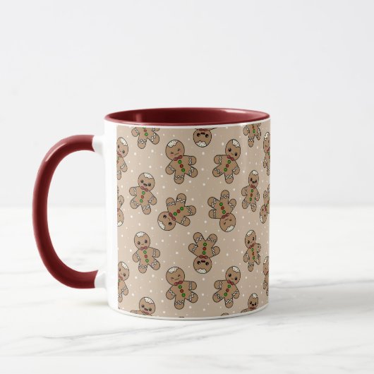 Kawaii Gingerbread Man Pattern Mok (Links)
