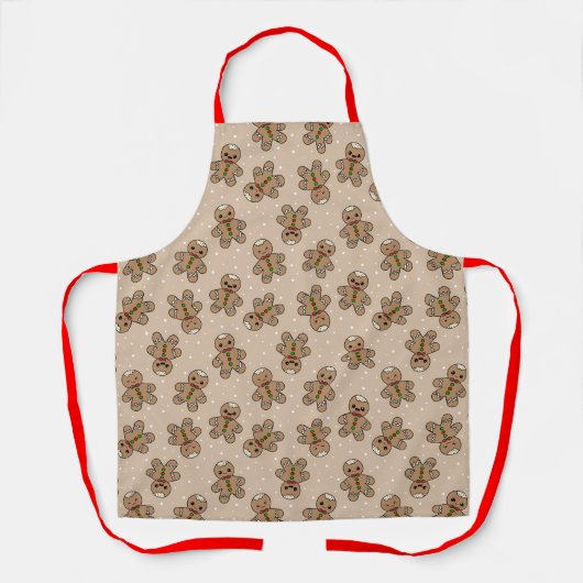 Kawaii Gingerbread Man Pattern Schort (Voorkant)