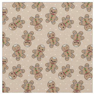 Kawaii Gingerbread Man Pattern Stof
