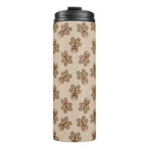 Kawaii Gingerbread Man Pattern Thermosbeker