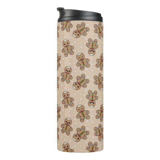 Kawaii Gingerbread Man Pattern Thermosbeker (Geroteerd rechts)