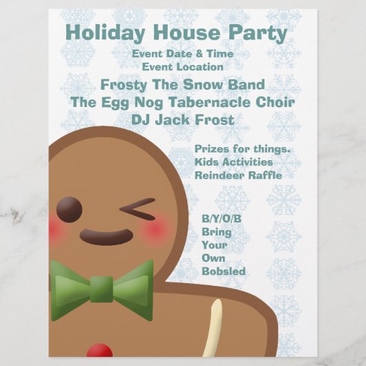 Kawaii Gingerbrood Man & Snowflakes Flyer (Achterkant)