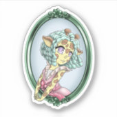 Kawaii Giraffe Anime Meisje Sticker (Voorkant)