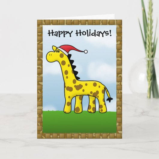 Kawaii Giraffe Christmas Kaart (Voorkant)